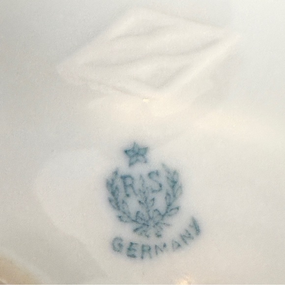 Antique RS Germany Trinket Dish Powder Jar Blue Flowers Hand Painted Signed M.S. - Picture 12 of 15